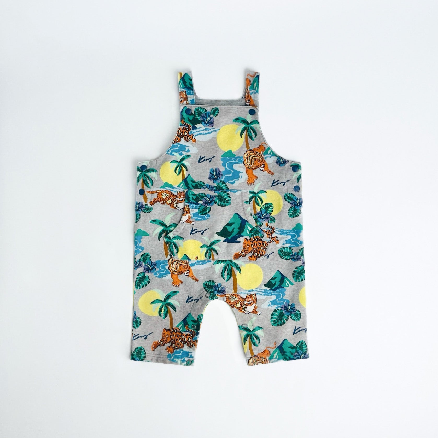 Kenzo Kids Jungle Tiger Print Dungaree Shorts 3 Years