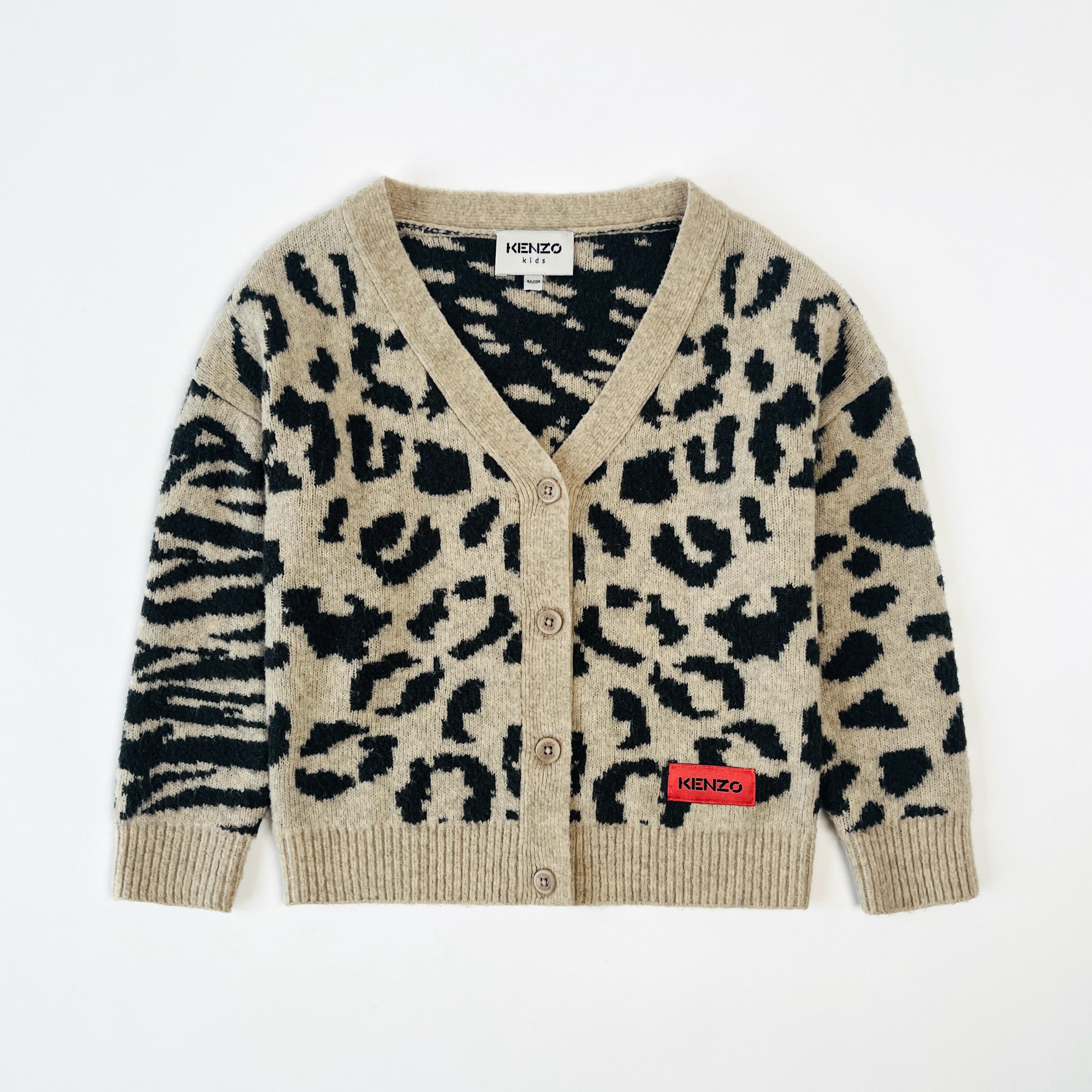 Kenzo Kids Leopard & Zebra Print Cardigan 4 Years