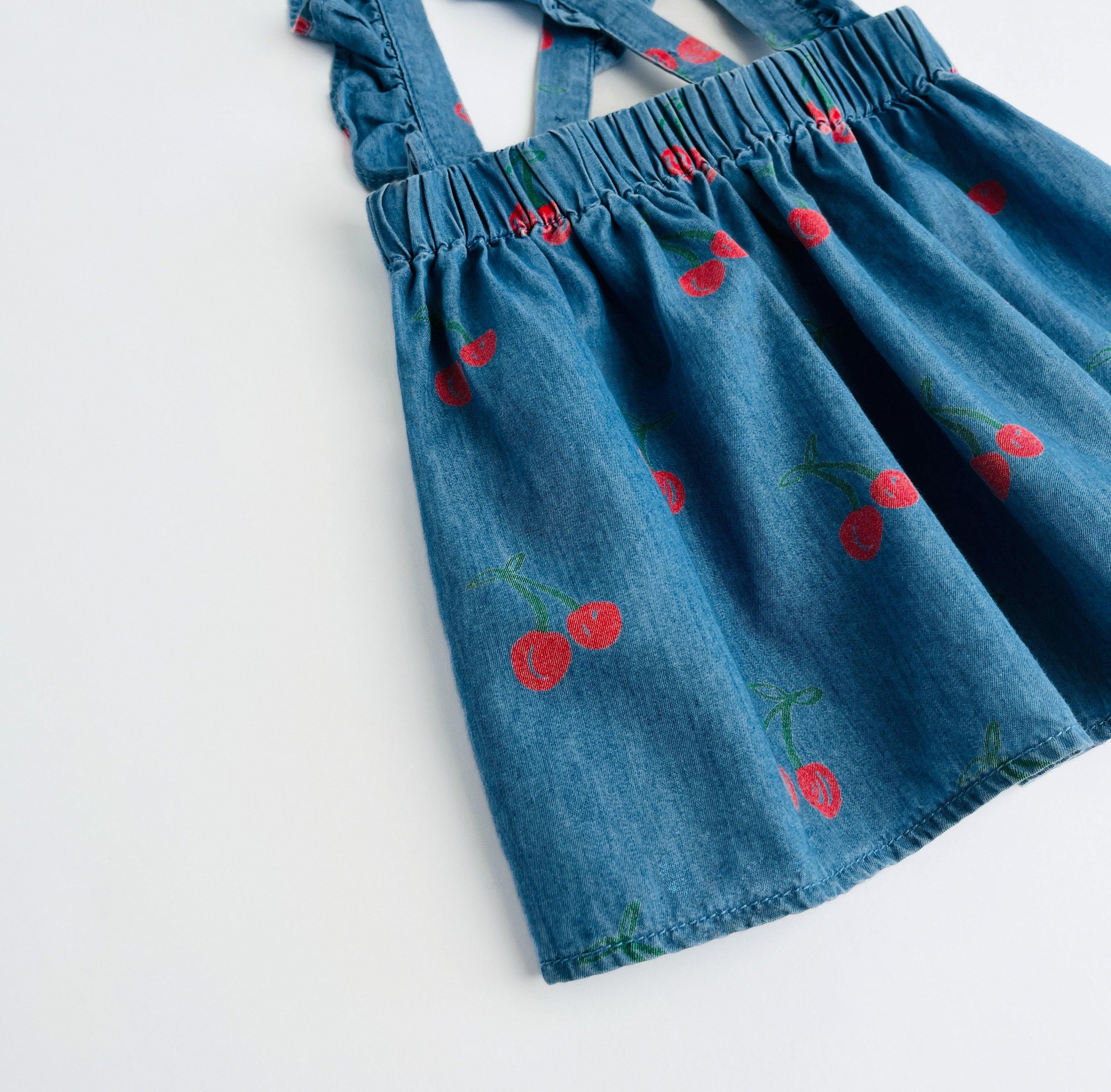 Stella McCartney Kids Cherry Chambray Pinafore Dress 12 Months